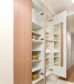 鏡付きトール下足入れ