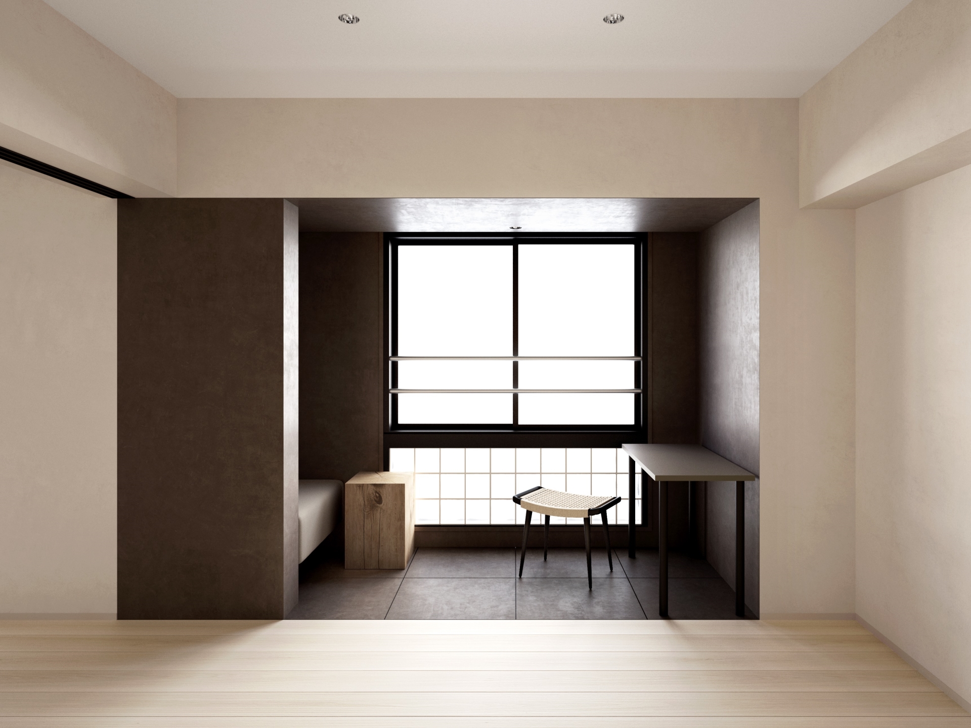 【リビング】窓際に設けたヌックスペースは自然光に包まれた場所（完成予想CG）(2025年12月)