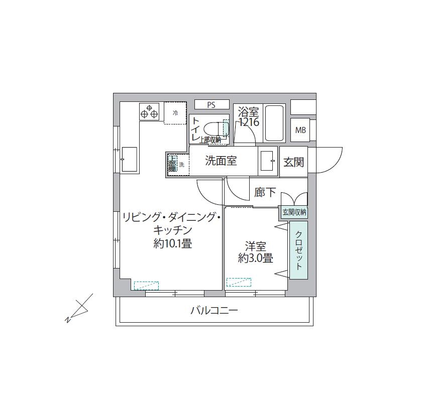 間取／１LDK、販売価格3980万円、専有面積35.69㎡、バルコニー面積5.292㎡(2026年5月)