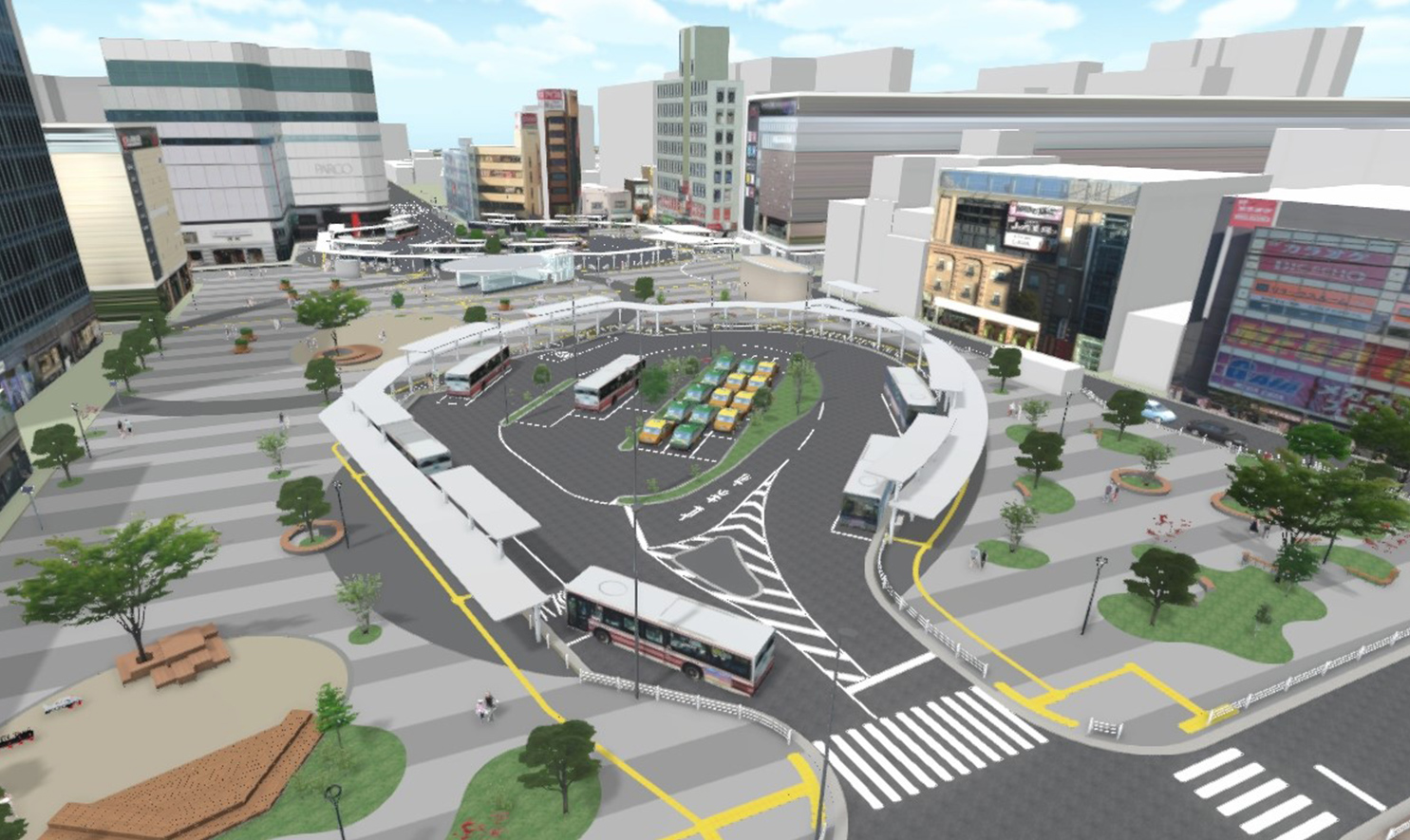 調布駅前広場完成予想図（出展：調布市都市整備部まちづくり推進課）※令和6年年9月時点での完成予想図です。今後の検討により変更される可能性があります。