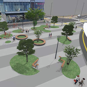 調布駅前広場完成予想図（出展：調布市都市整備部まちづくり推進課）