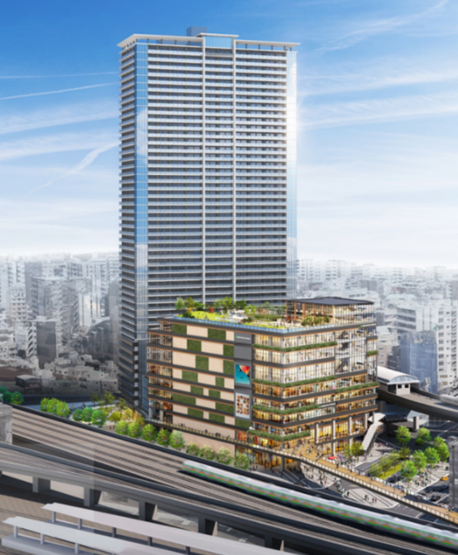 施設完成予想図※出典：西日暮里駅前地区市街地再開発準備組合ホームページ