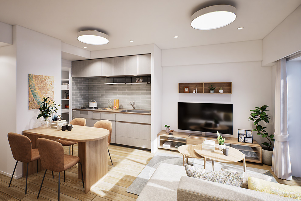 F1タイプ リビング・ダイニング・キッチン完成予想CG