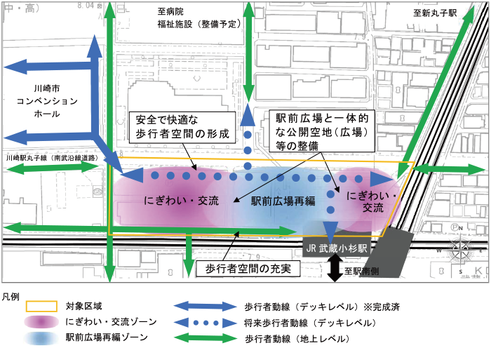 小杉町1丁目地区開発計画ゾーニング図※2029年12月完成（予定）出典：川崎市ホームページ