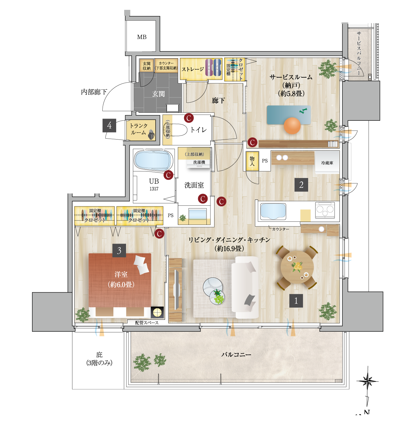 家具入り間取り