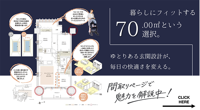 バナー:暮らしにフィットする70㎡という選択。