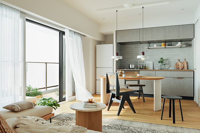 Bright wing B-Ctype リビングダイニングキッチン完成予想CG