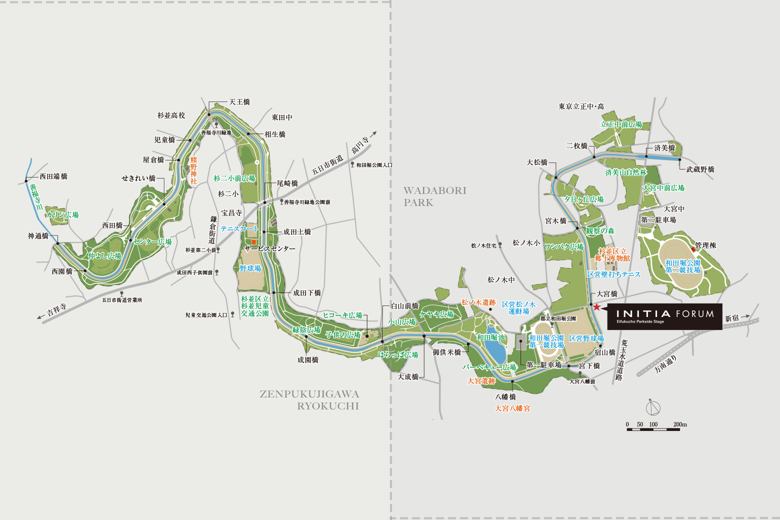 和田堀公園・善福寺川緑地案内図出典：公益財団法人 東京都公園協会