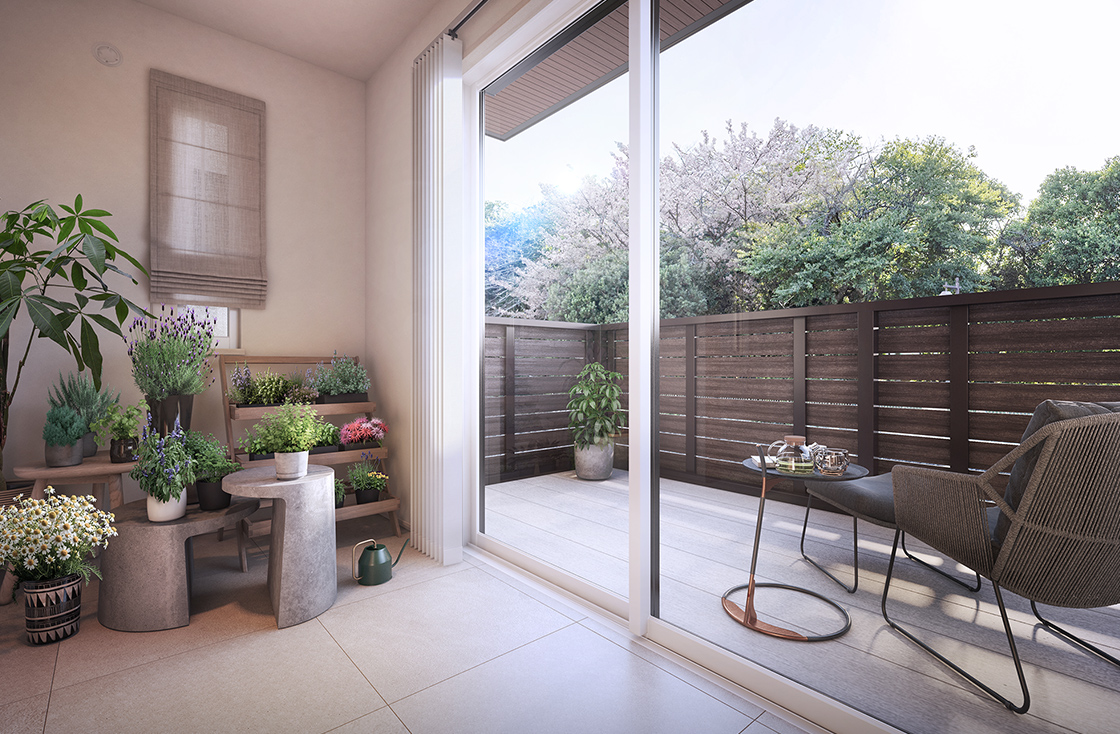 土間スペース・ウッドデッキ完成予想CG