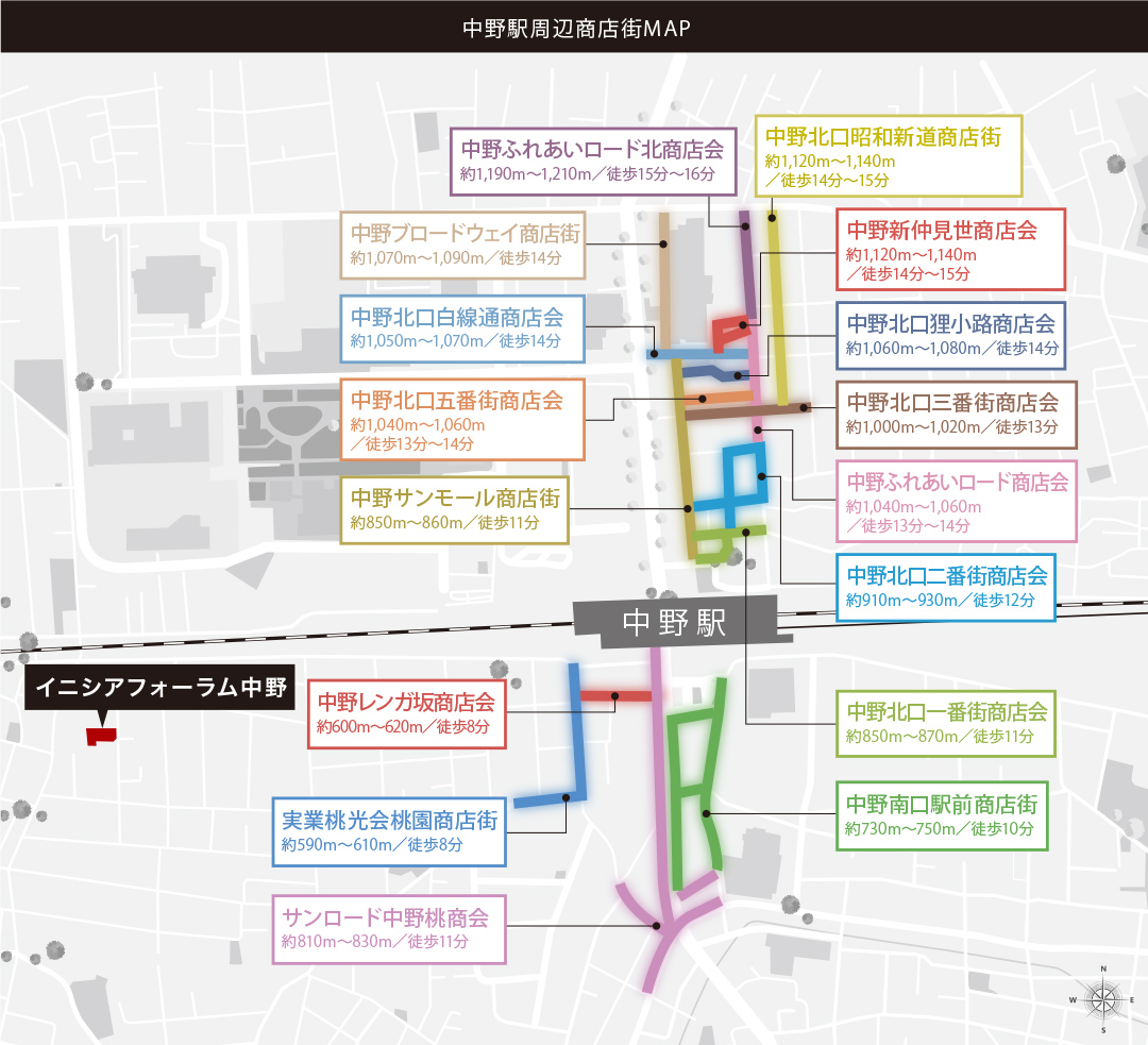 中野駅周辺商店街MAP